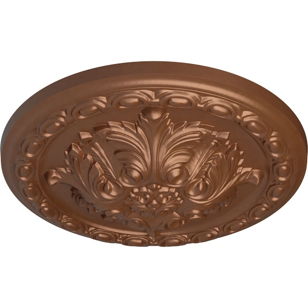 Acanthus Ceiling Medallion, Hand-Painted Polished Copper, 11 3/8OD X 2P